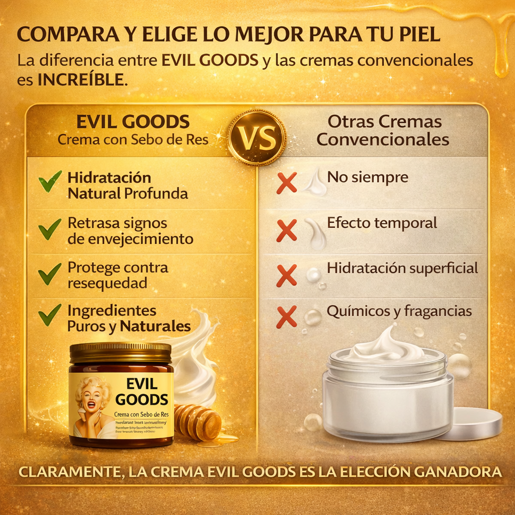 EVIL GOODS Crema con Sebo de Res - Hidratación Natural Profunda, AntiEnvejecimiento y Restauradora