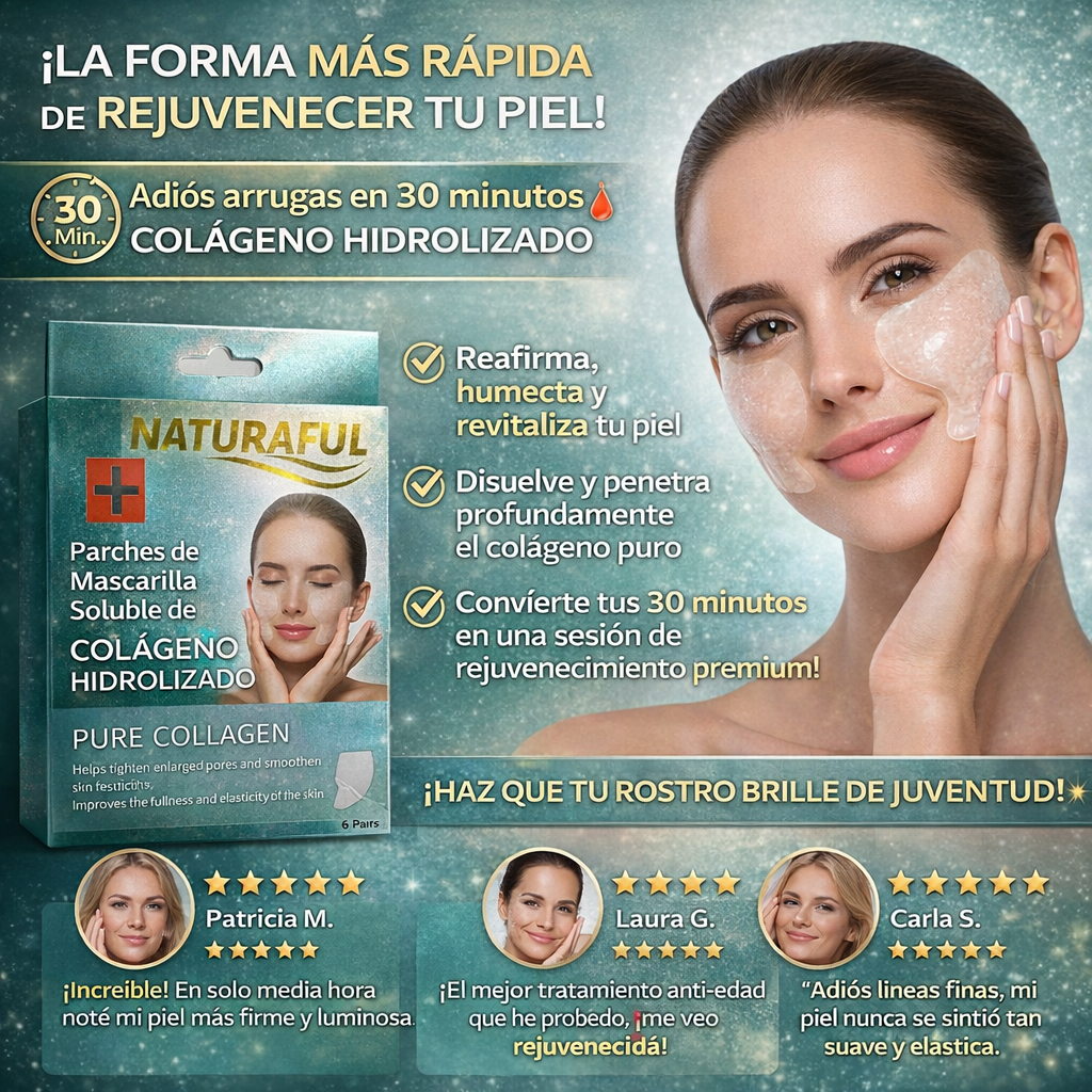 Parches de Mascarilla Soluble de Colágeno Hidrolizado (6 Aplicaciones)