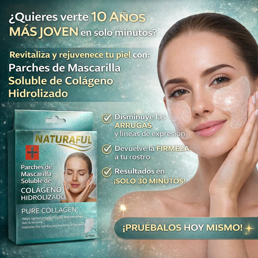 Parches de Mascarilla Soluble de Colágeno Hidrolizado (6 Aplicaciones)