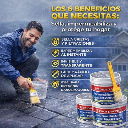 3x1 Impermeabilizante Líquido Transparente - 300GR (3 Unidades)