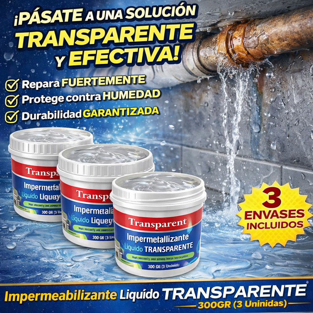 3x1 Impermeabilizante Líquido Transparente - 300GR (3 Unidades)