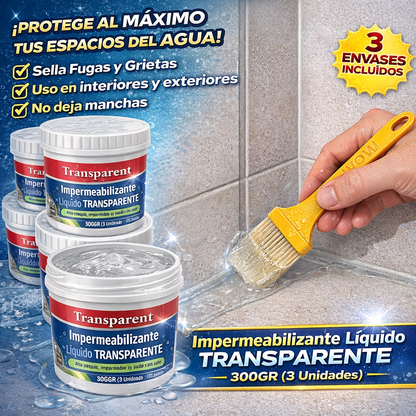 3x1 Impermeabilizante Líquido Transparente - 300GR (3 Unidades)