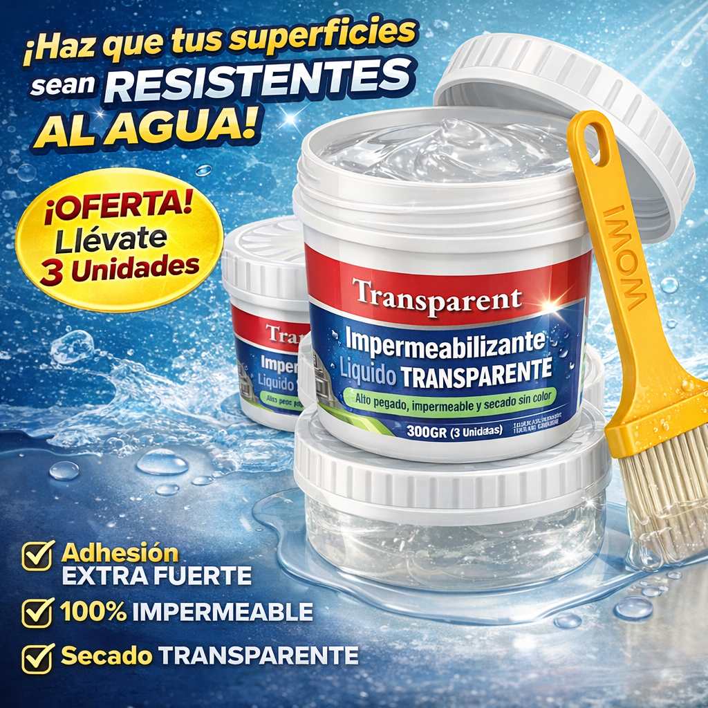 3x1 Impermeabilizante Líquido Transparente - 300GR (3 Unidades)