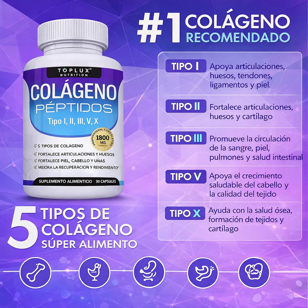 COLLAGEN PEPTIDES - Con 5 Tipos de Colágeno