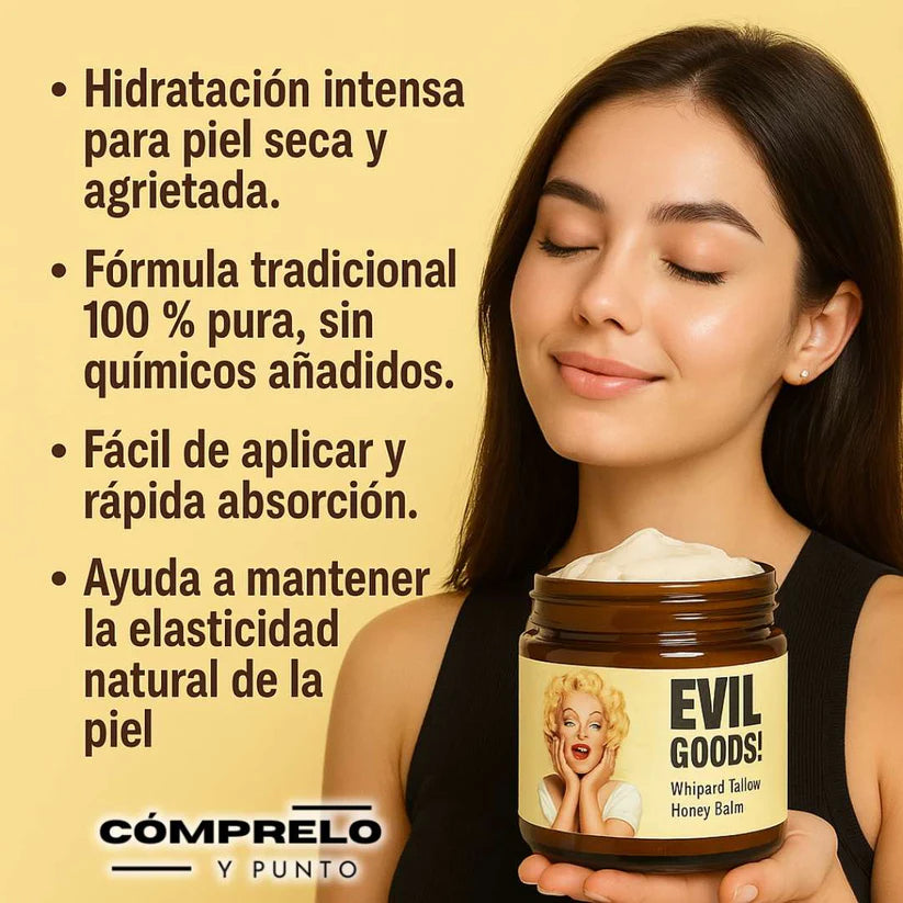 EVIL GOODS Crema con Sebo de Res - Hidratación Natural Profunda, AntiEnvejecimiento y Restauradora