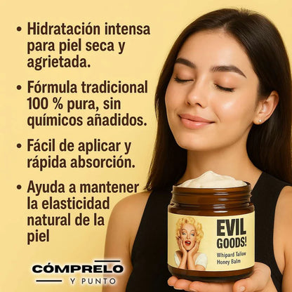 EVIL GOODS Crema con Sebo de Res - Hidratación Natural Profunda, AntiEnvejecimiento y Restauradora