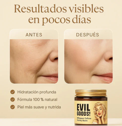 EVIL GOODS Crema con Sebo de Res - Hidratación Natural Profunda, AntiEnvejecimiento y Restauradora