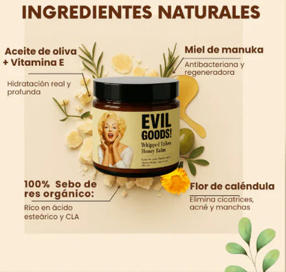 EVIL GOODS Crema con Sebo de Res - Hidratación Natural Profunda, AntiEnvejecimiento y Restauradora